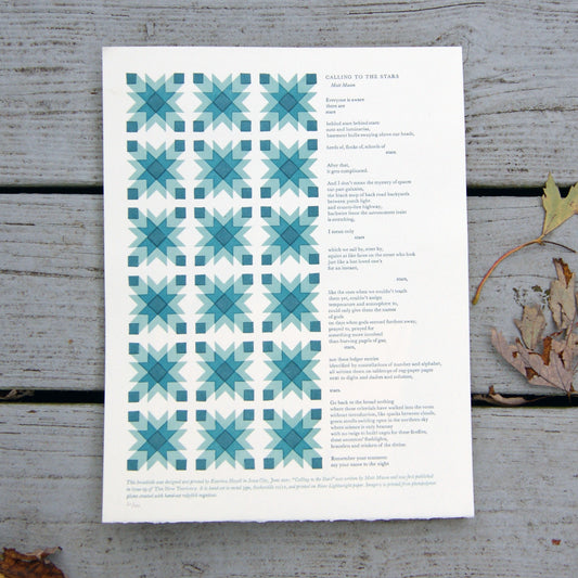 "Calling to the Stars" Letterpress Broadside